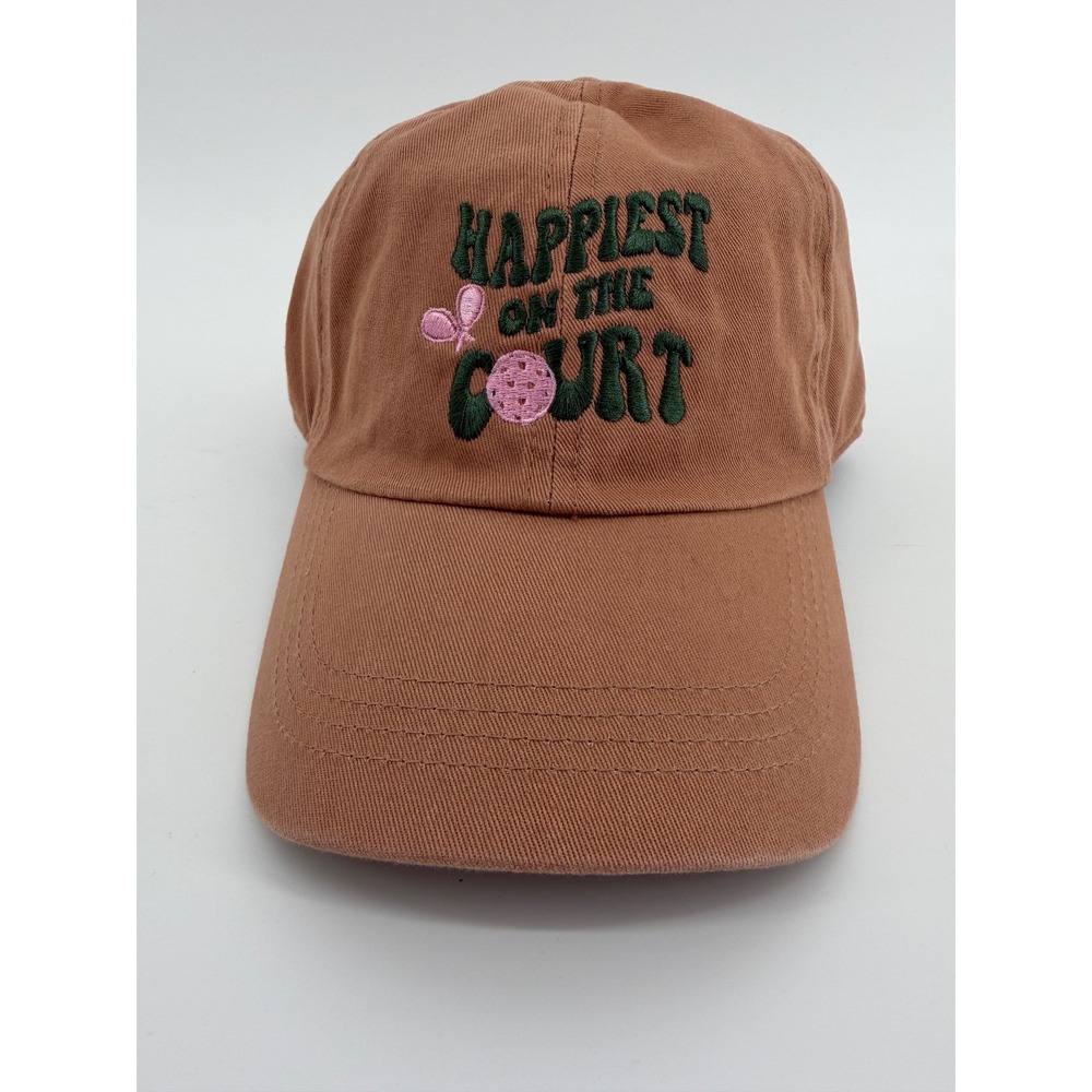 Womens Baseball Cap Happiest On The Court Pickleball Embroidered Adjustable NWT
